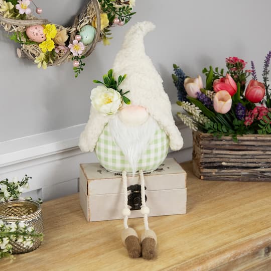 10.5" Plush Sitting Gnome with Dangling Legs Spring Figurine